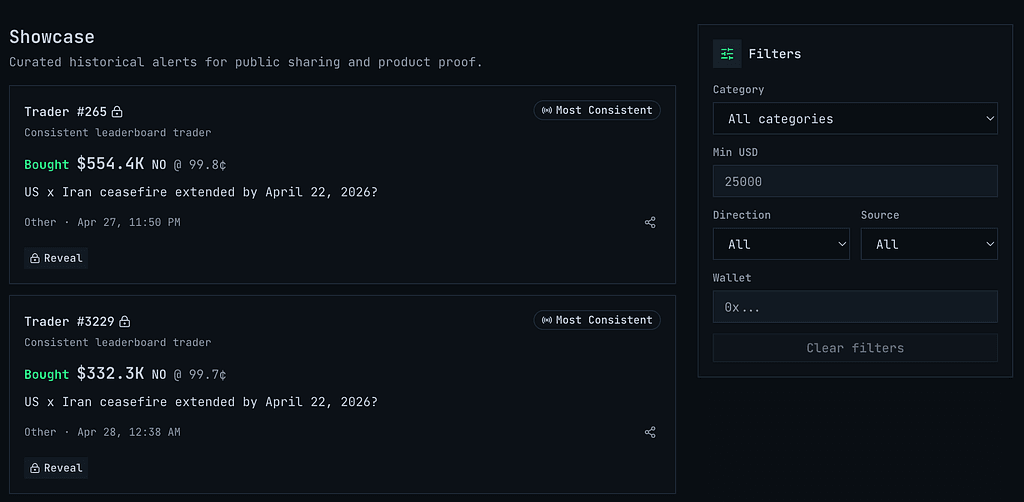 Polyanna Whale Radar feed screenshot